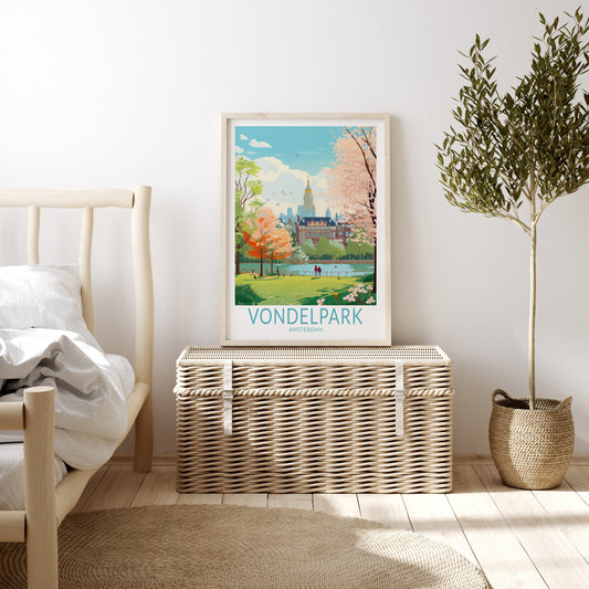 Vondelpark Amsterdam City travel poster – view 2