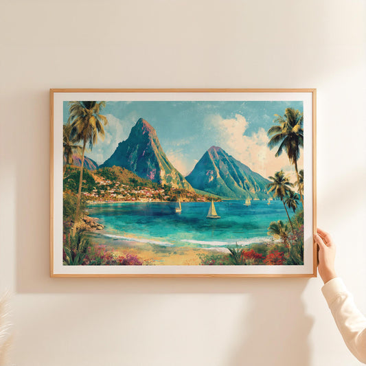 Saint Lucia Tropical Beach travel poster – view 2