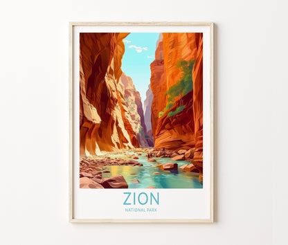 Zion Travel Poster – National Park Wall Art Print