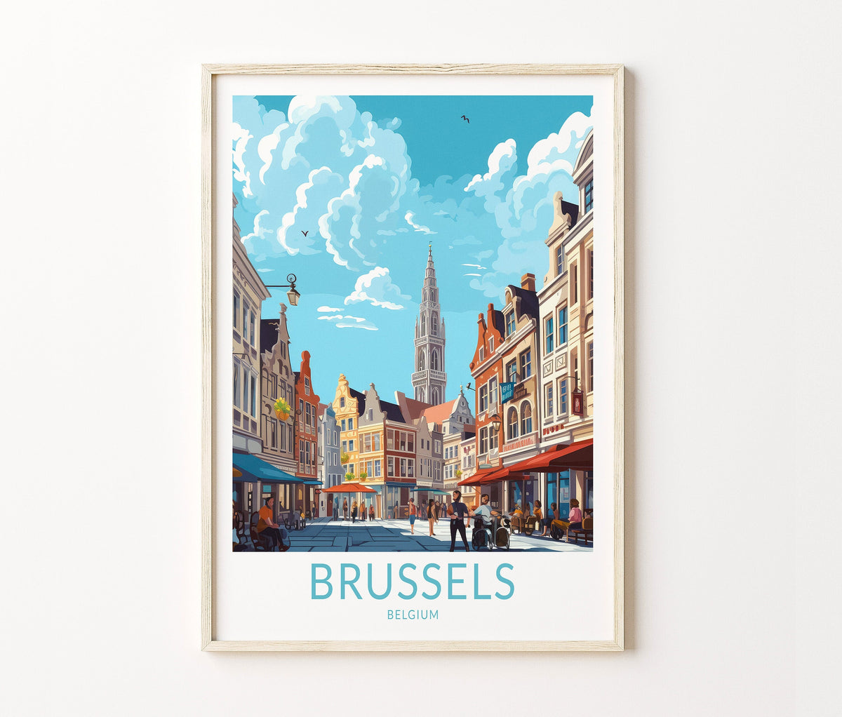 Brussels City Travel Poster – Belgium Wall Art Print
