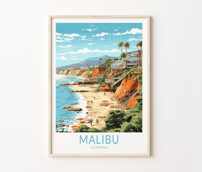 Malibu Travel Poster – California Wall Art Print