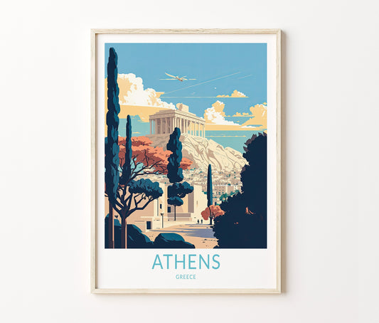 Athens Travel Poster – Parthenon Wall Art Print