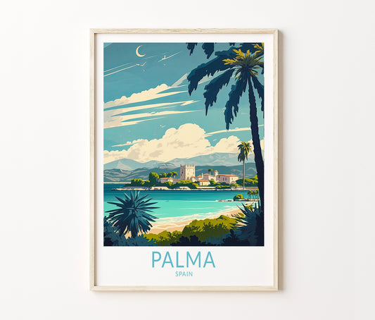 Palma de Mallorca Travel Poster – Coastline Wall Art Print