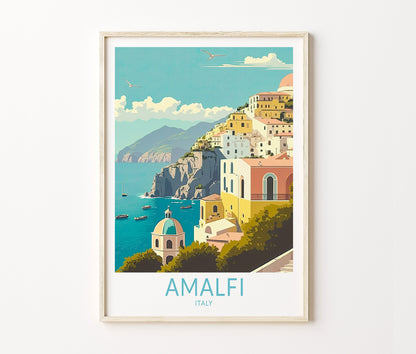 Amalfi City Travel Poster – Italy Wall Art Print