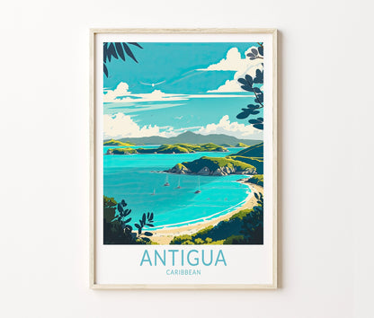 Antigua Caribbean Travel Poster – Barbuda Wall Art Print