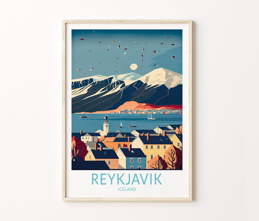 Reykjavík Travel Poster – Iceland Wall Art Print