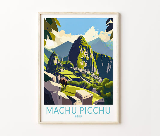 Machu Picchu Travel Poster – Andes Mountains Wall Art Print