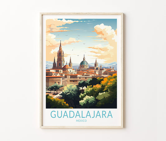 Guadalajara Travel Poster – Mexico Wall Art Print