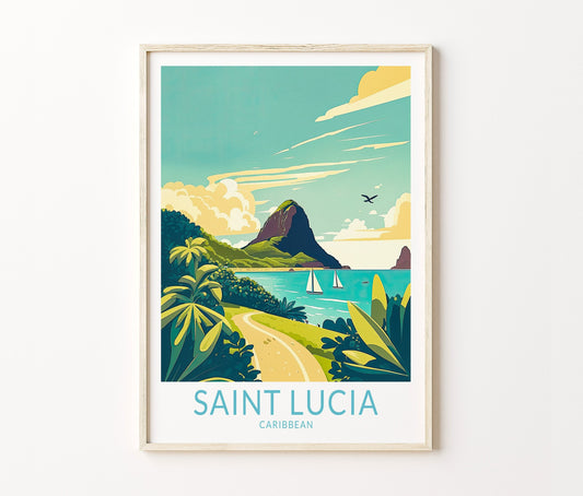 Saint Lucia Travel Poster – Island Gallery Wall Art Print