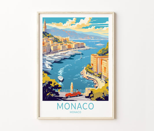 Monaco City Travel Poster – French Riviera Wall Art Print
