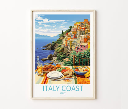 Italy Coast Travel Poster – Italian Food Wall Art Print