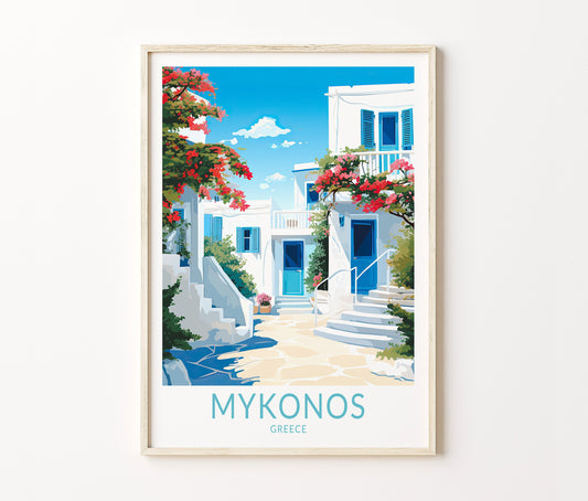 Mykonos Travel Poster – Greece Wall Art Print