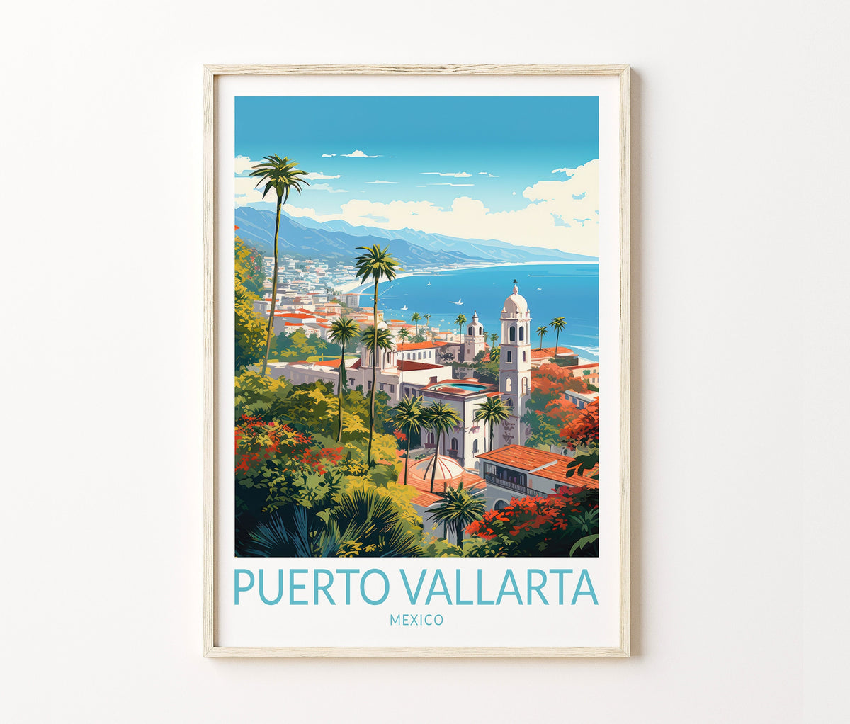 Puerto Vallarta Travel Poster – Mexico Wall Art Print
