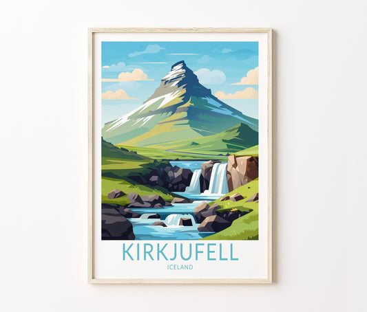 Kirkjufell Reykjavík Travel Poster – Iceland Wall Art Print
