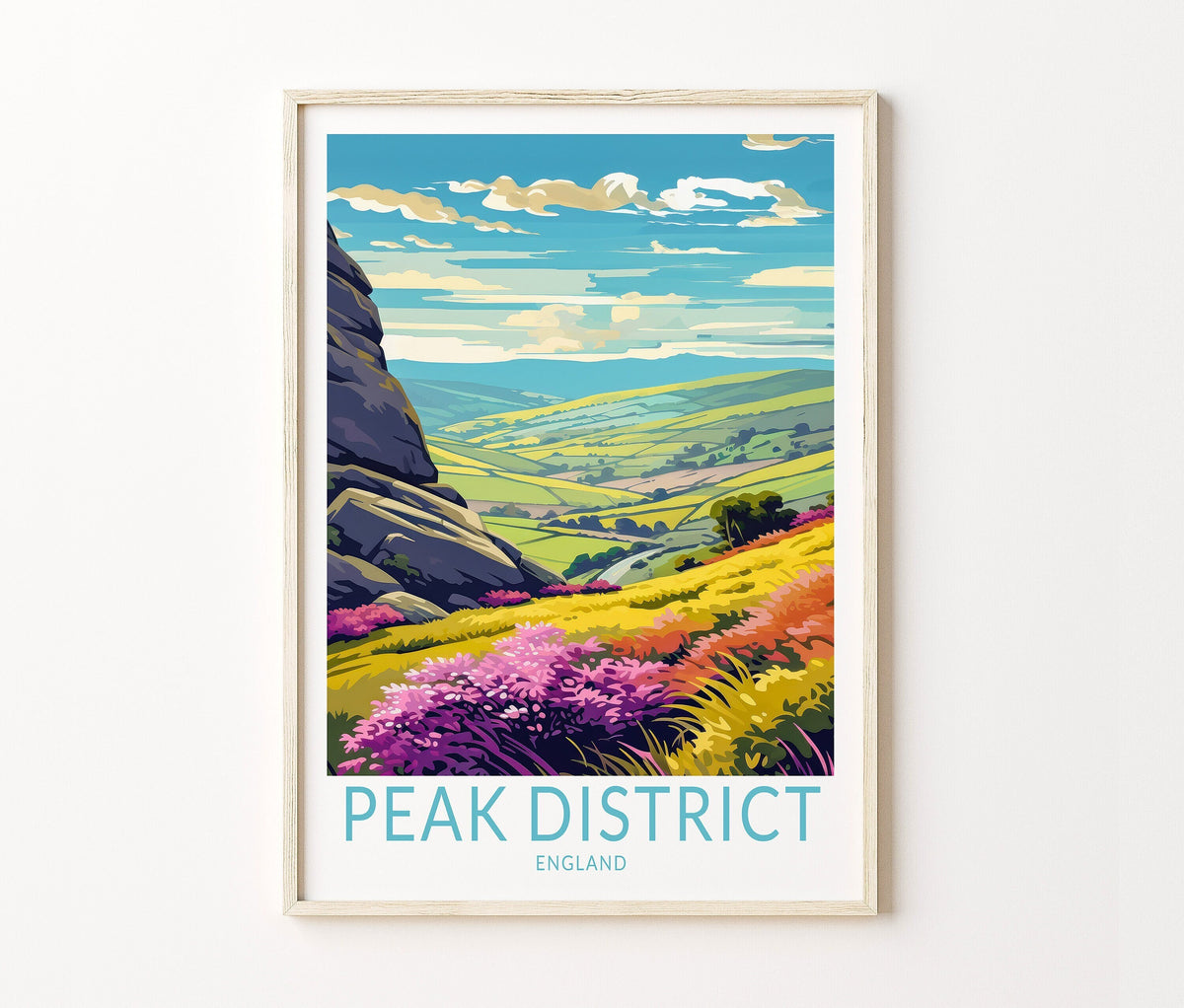 Peak District National Park Travel Poster – United Kingdom Wall Art Print