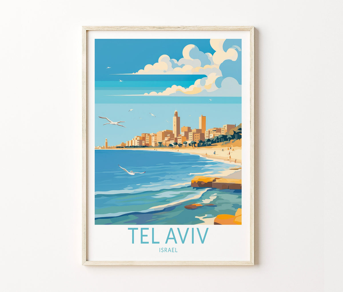 Tel Aviv Travel Poster – Homer Coastal Wall Art Print