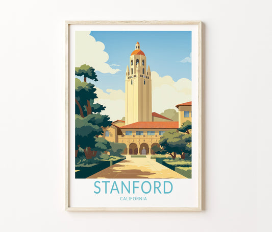 Stanford University Travel Poster – Campus Wall Art Print