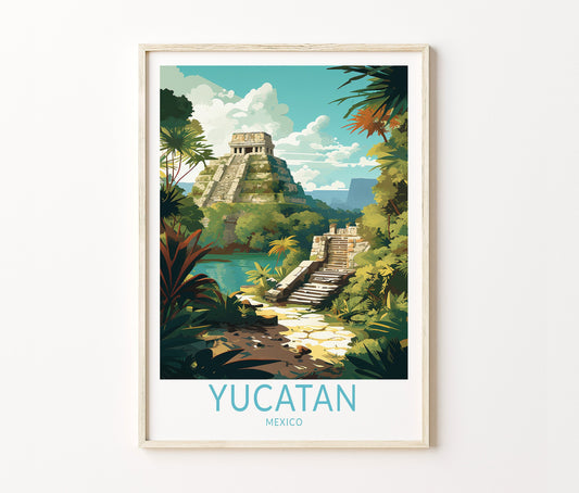 Yucatan Travel Poster – Mexico Wall Art Print