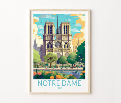 Cathédrale Notre-Dame Travel Poster – Paris Wall Art Print