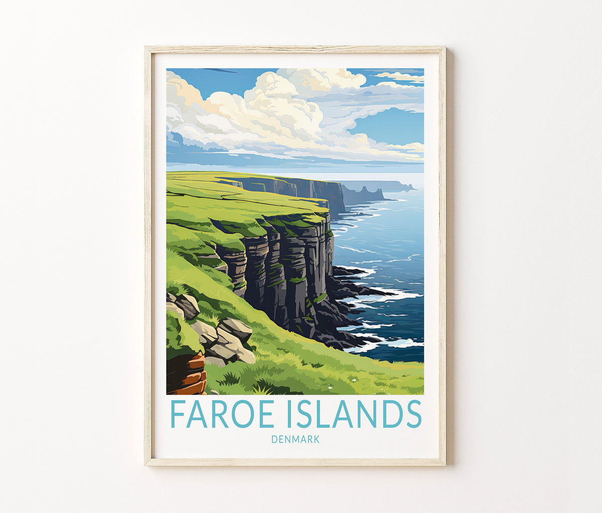 Faroe Islands Travel Poster – Europe Wall Art Print