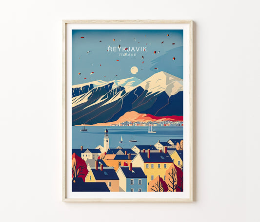 Reykjavík Travel Poster – Iceland Wall Art Print