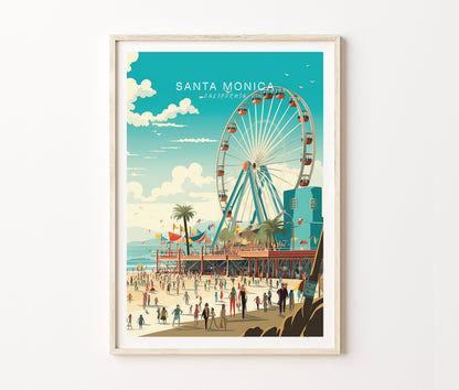 Santa Monica Travel Poster – Los Angeles Wall Art Print