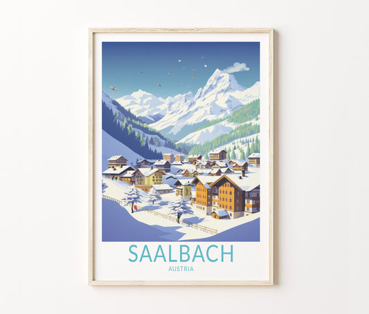 Saalbach Travel Poster – Austria Wall Art Print