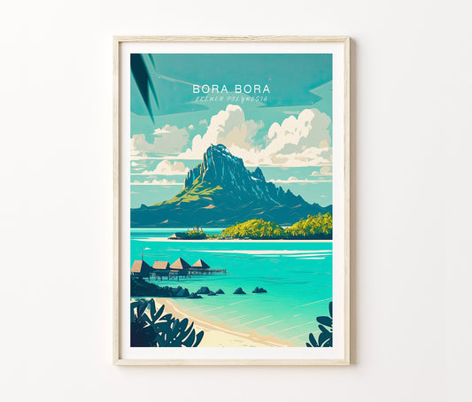 Bora Bora Island Travel Poster – French Polynesia Wall Art Print