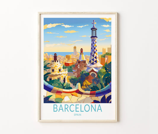 Barcelona City Travel Poster – Spain Wall Art Print