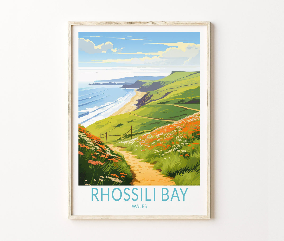 Rhossili Travel Poster – United Kingdom Wall Art Print