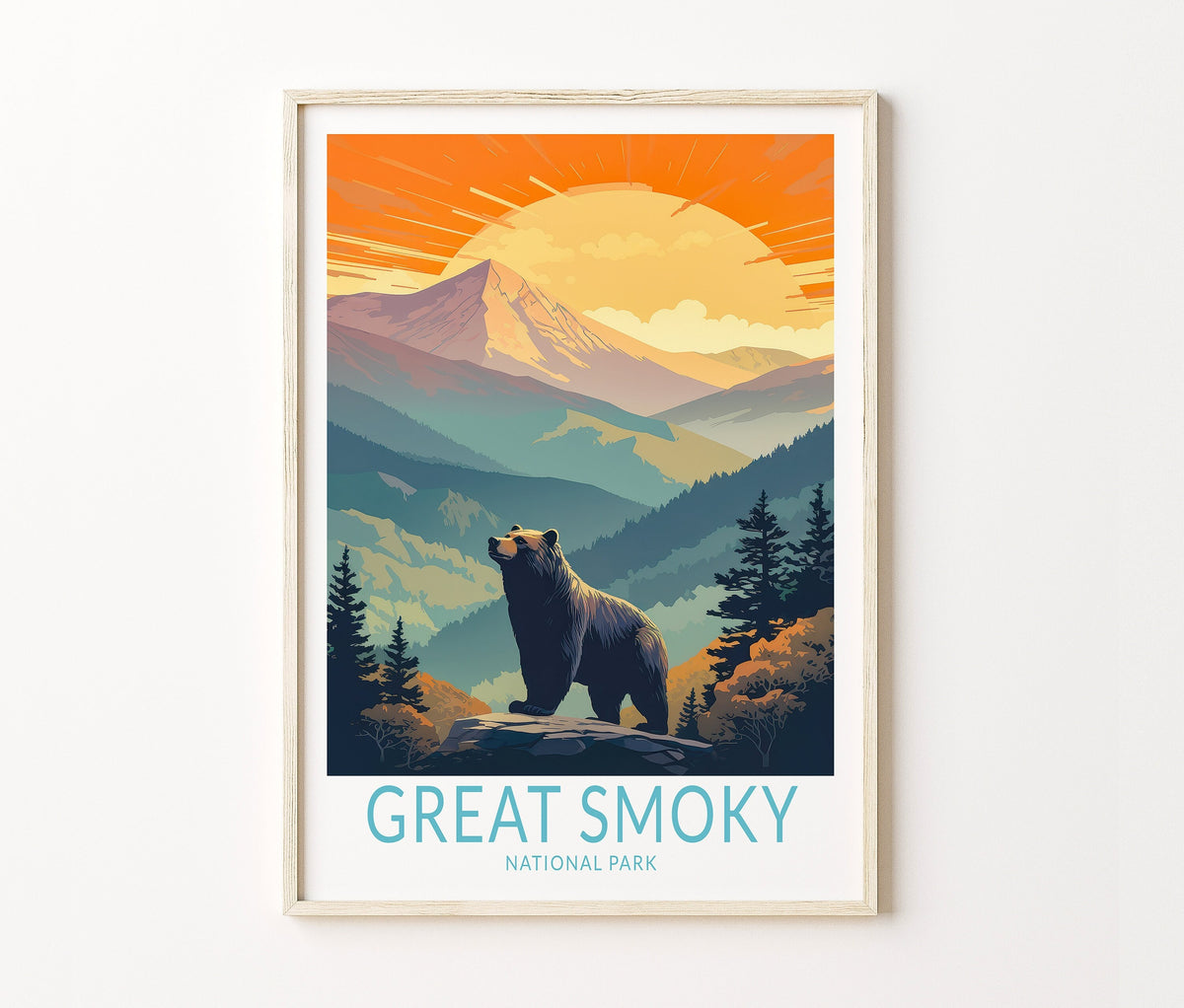 Great Smoky Travel Poster – National Park Wall Art Print