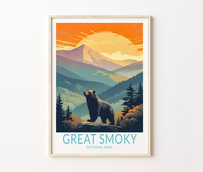Great Smoky Travel Poster – National Park Wall Art Print