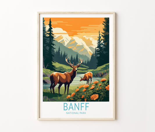 Banff National Park Travel Poster – Parks Postcard Wall Art Print