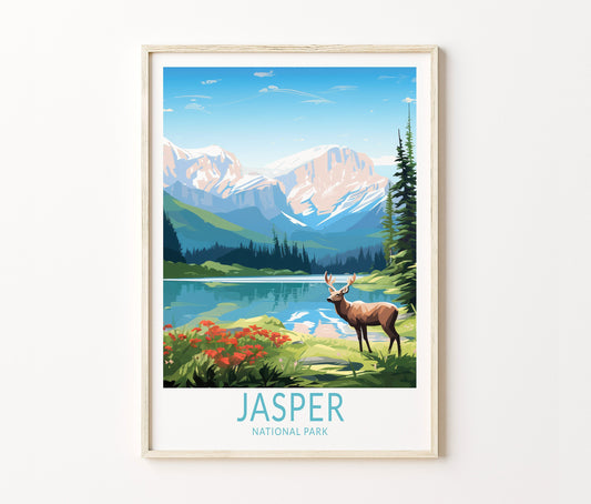 Jasper National Park Travel Poster – Canada Wall Art Print