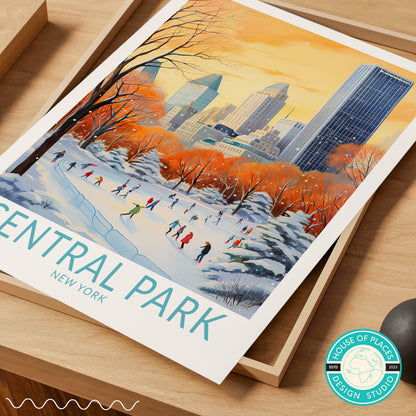 New York Central Park Ice Skating travel poster – view 6