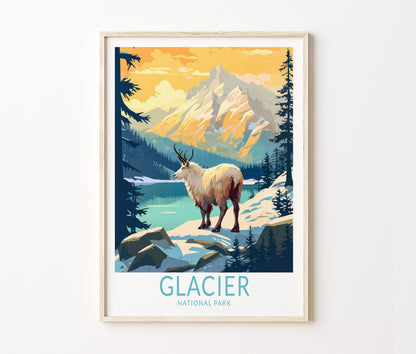 Glacier National Park Travel Poster – Parks Postcard Wall Art Print