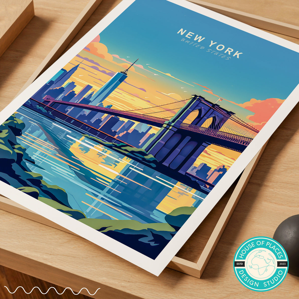 New York Brooklyn Travel Poster – Manhattan Wall Art Print