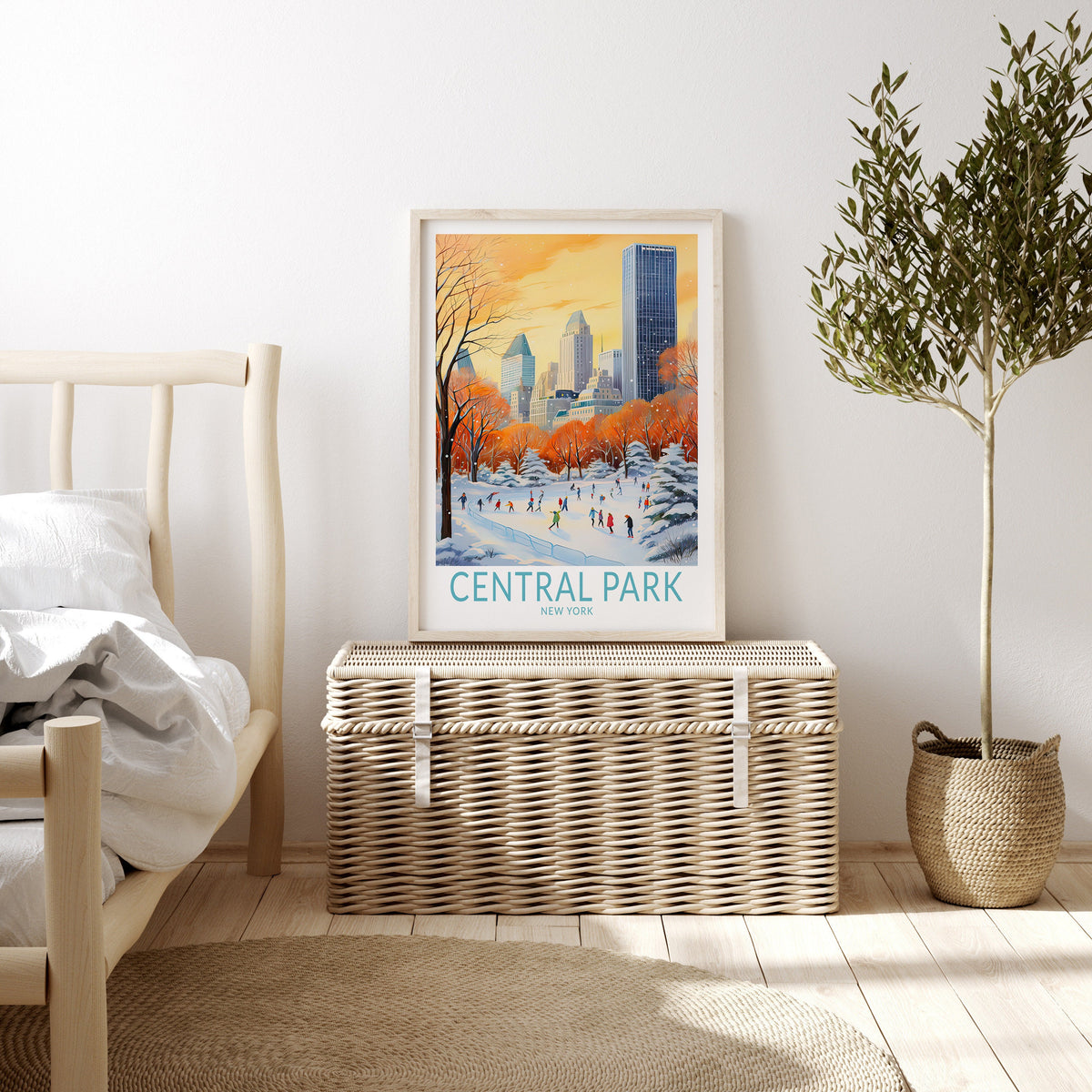 New York Central Park Ice Skating travel poster – view 2