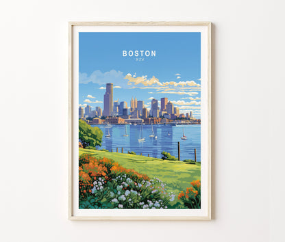 Boston Travel Poster – Massachusetts Wall Art Print