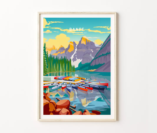 Banff National Park Travel Poster – Parks Postcard Wall Art Print