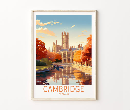 Cambridge Travel Poster – United Kingdom Wall Art Print