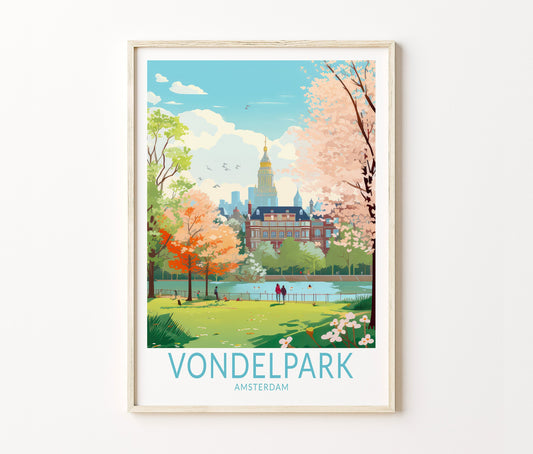 Vondelpark Amsterdam City Travel Poster – Netherlands Wall Art Print