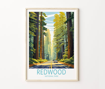 Redwood National Park Travel Poster – California Wall Art Print