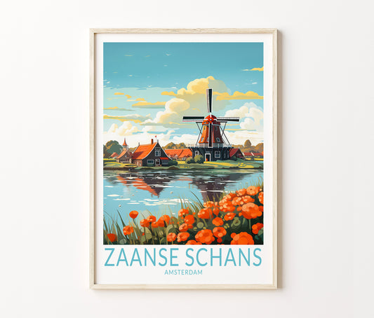Zaanse Schans Travel Poster – Amsterdam Wall Art Print