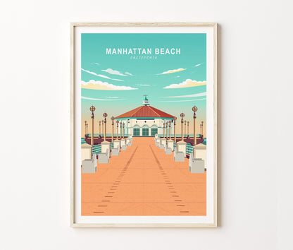 Manhattan Beach Pier Travel Poster – Los Angeles Wall Art Print
