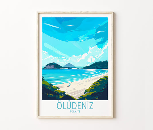 Oludeniz Travel Poster – Fethiye Ölüdeniz Wall Art Print