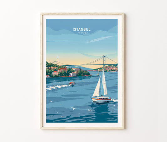 Istanbul Travel Poster – Historical City Wall Art Print