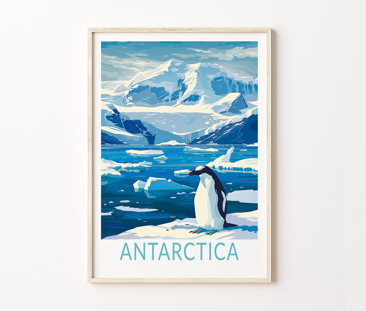 Antarctica Travel Poster – South Pole Wall Art Print