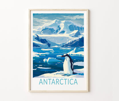 Antarctica Travel Poster – South Pole Wall Art Print