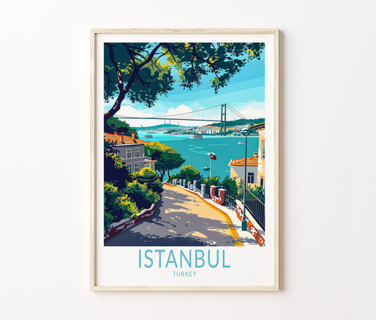 Istanbul Travel Poster – Bosphorus Wall Art Print